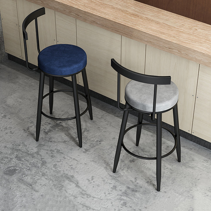 Moderne Theke rund Barhocker Armless Velvet Bar Stuhl mit Footstützeneisenbasis