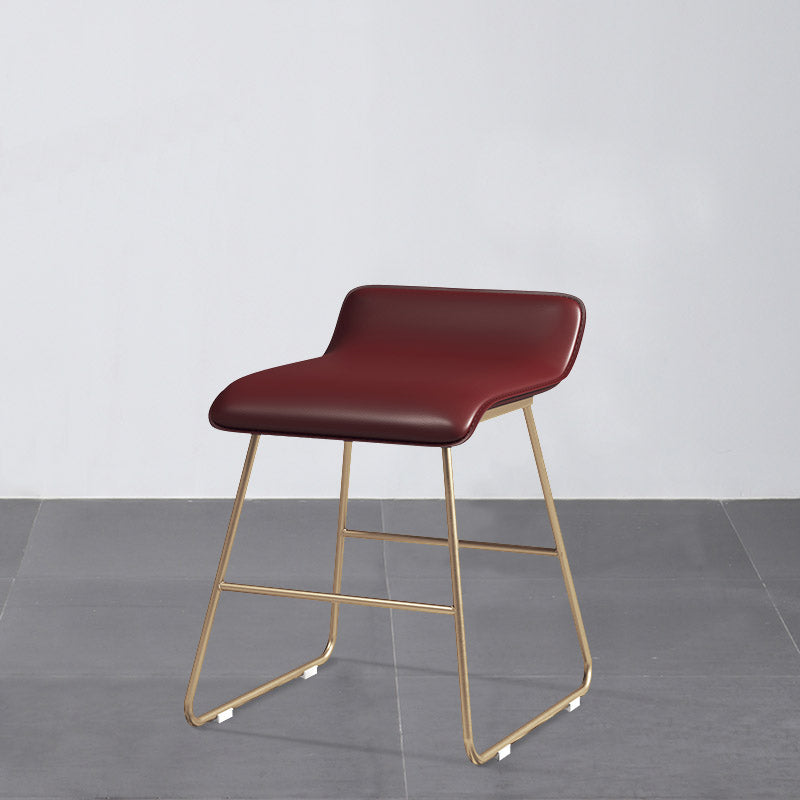 Glam Counter Barhocker, runder Barhocker, armloser Leder-Barhocker mit Fußstütze, Eisengestell