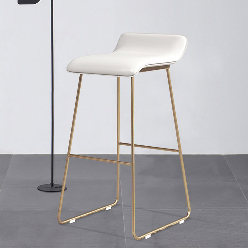 Glam Counter Barhocker, runder Barhocker, armloser Leder-Barhocker mit Fußstütze, Eisengestell