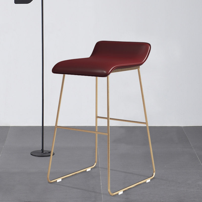 Glam Counter Barhocker, runder Barhocker, armloser Leder-Barhocker mit Fußstütze, Eisengestell