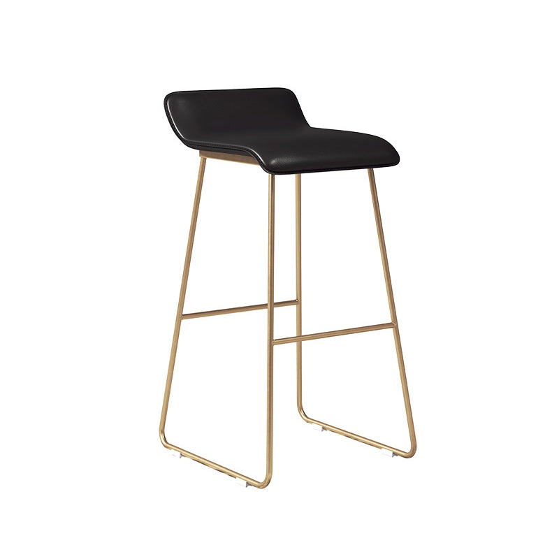 Glam Counter Barhocker, runder Barhocker, armloser Leder-Barhocker mit Fußstütze, Eisengestell