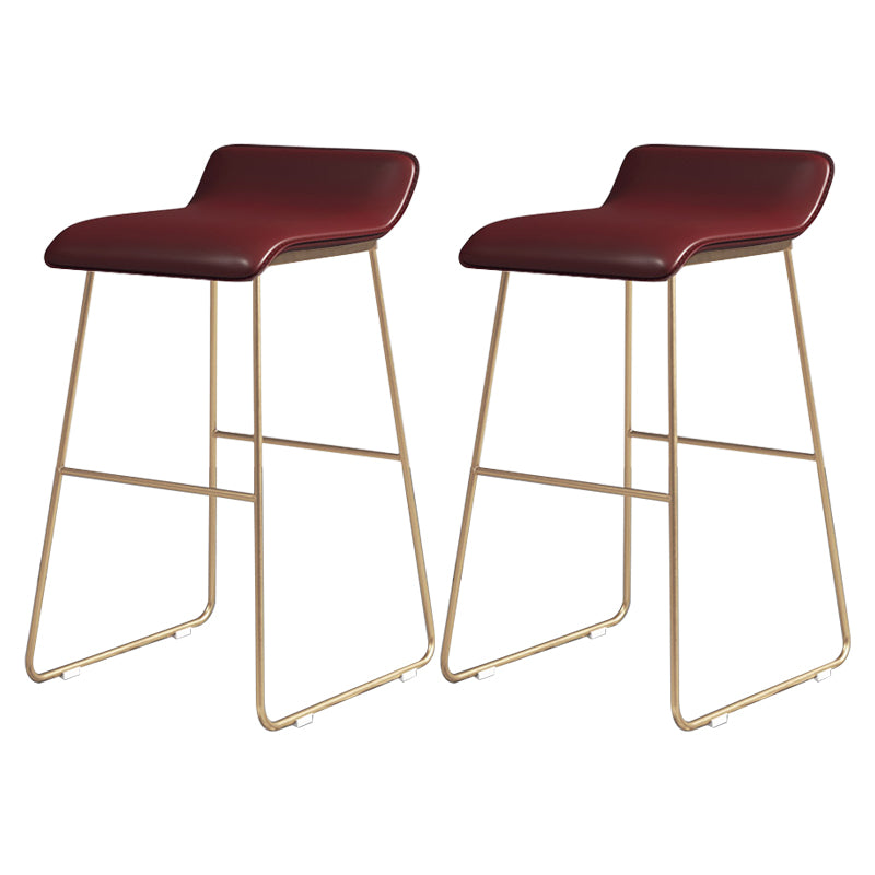 Glam Counter Barhocker, runder Barhocker, armloser Leder-Barhocker mit Fußstütze, Eisengestell