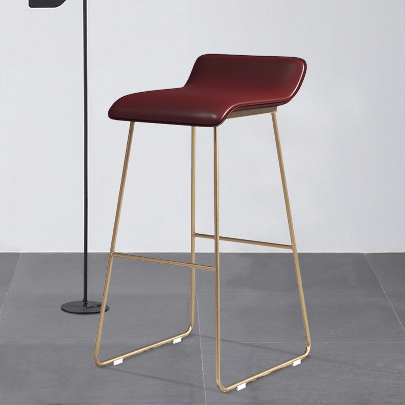 Glam Counter Barhocker, runder Barhocker, armloser Leder-Barhocker mit Fußstütze, Eisengestell