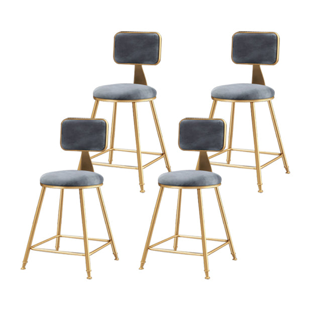 Glam Armless Counter Stool Iron Household Bar Stool with Cushion and Pedal