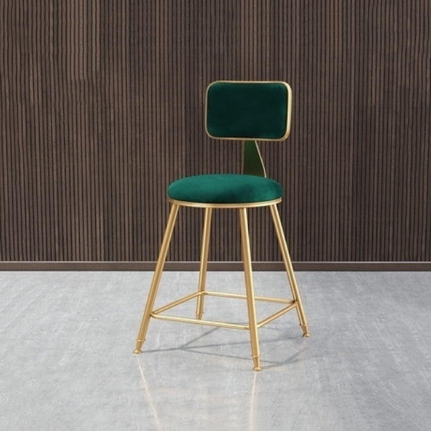 Glam Armless Counter Stool Iron Household Bar Stool with Cushion and Pedal