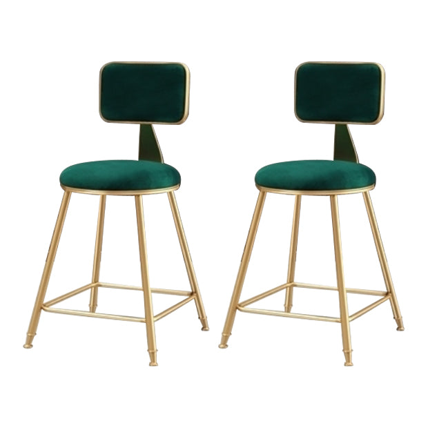 Glam Armless Counter Stool Iron Household Bar Stool with Cushion and Pedal