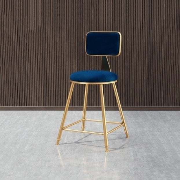 Glam Armless Counter Stool Iron Household Bar Stool with Cushion and Pedal