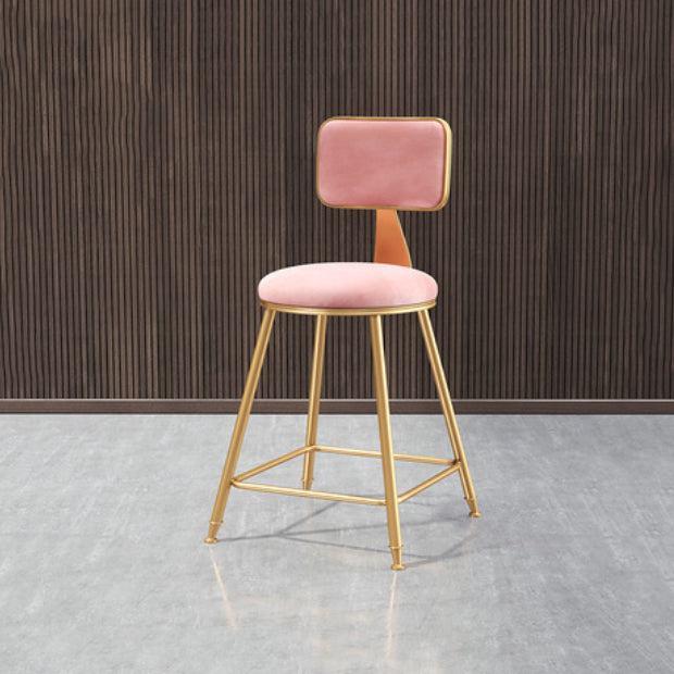 Glam Armless Counter Stool Iron Household Bar Stool with Cushion and Pedal