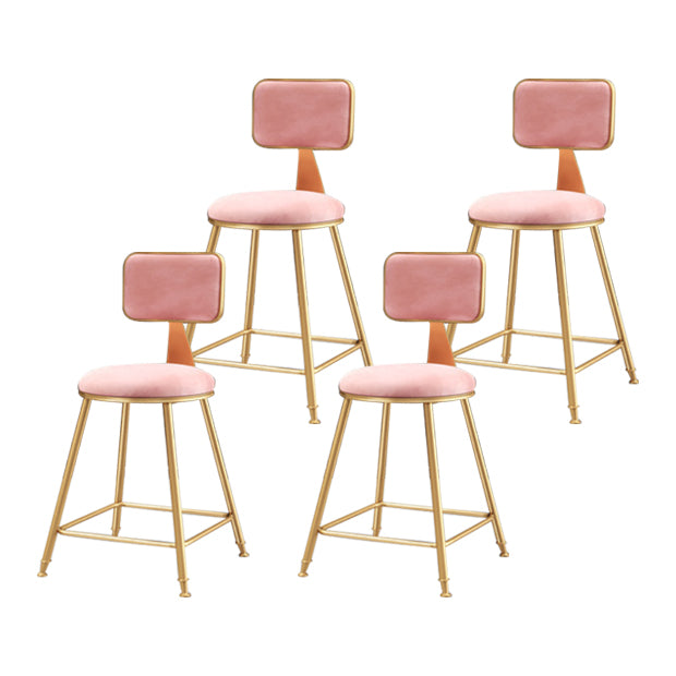 Glam Armless Counter Stool Iron Household Bar Stool with Cushion and Pedal