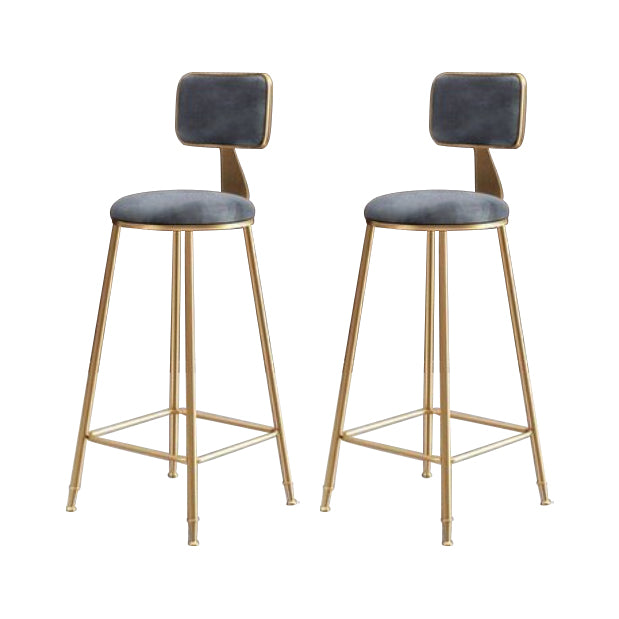 Glam Armless Counter Stool Iron Household Bar Stool with Cushion and Pedal