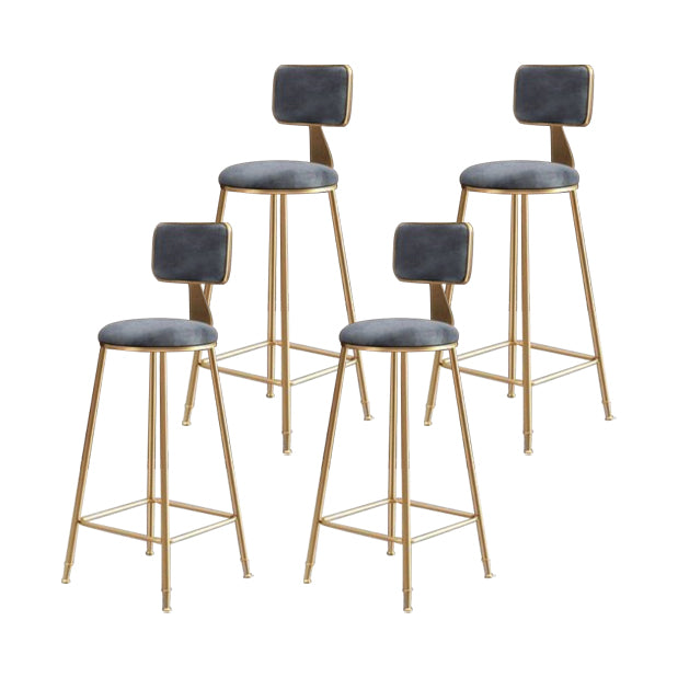 Glam Armless Counter Stool Iron Household Bar Stool with Cushion and Pedal