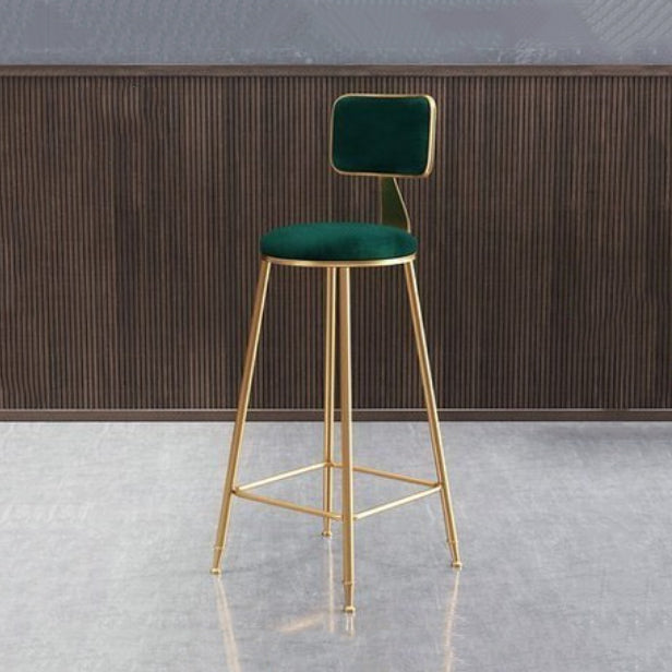 Glam Armless Counter Stool Iron Household Bar Stool with Cushion and Pedal