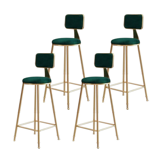 Glam Armless Counter Stool Iron Household Bar Stool with Cushion and Pedal