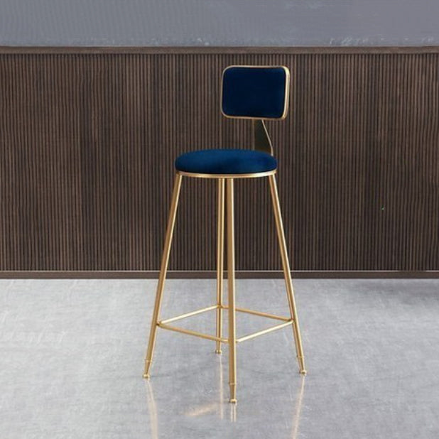Glam Armless Counter Stool Iron Household Bar Stool with Cushion and Pedal