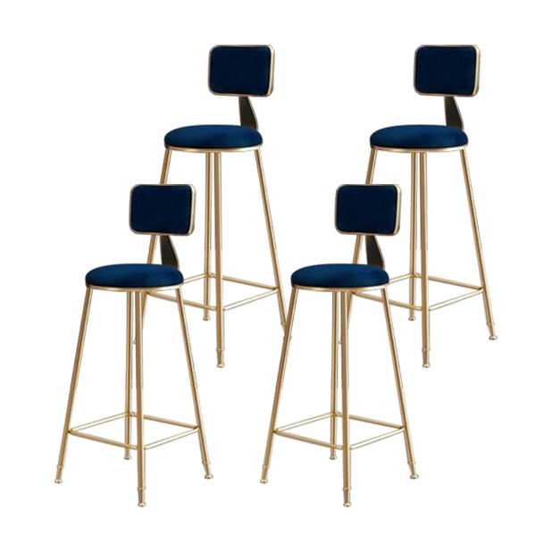Glam Armless Counter Stool Iron Household Bar Stool with Cushion and Pedal