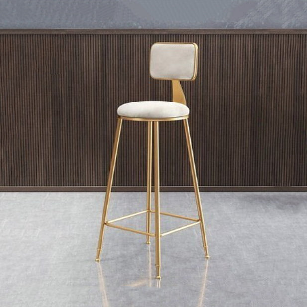 Glam Armless Counter Stool Iron Household Bar Stool with Cushion and Pedal