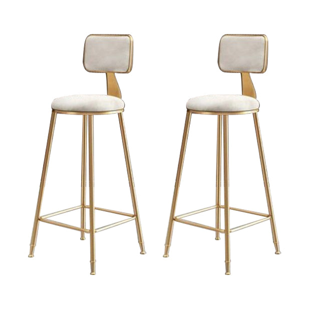 Glam Armless Counter Stool Iron Household Bar Stool with Cushion and Pedal