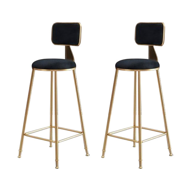 Glam Armless Counter Stool Iron Household Bar Stool with Cushion and Pedal