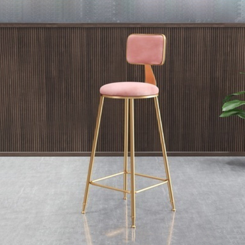 Glam Armless Counter Stool Iron Household Bar Stool with Cushion and Pedal