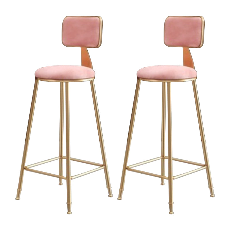 Glam Armless Counter Stool Iron Household Bar Stool with Cushion and Pedal