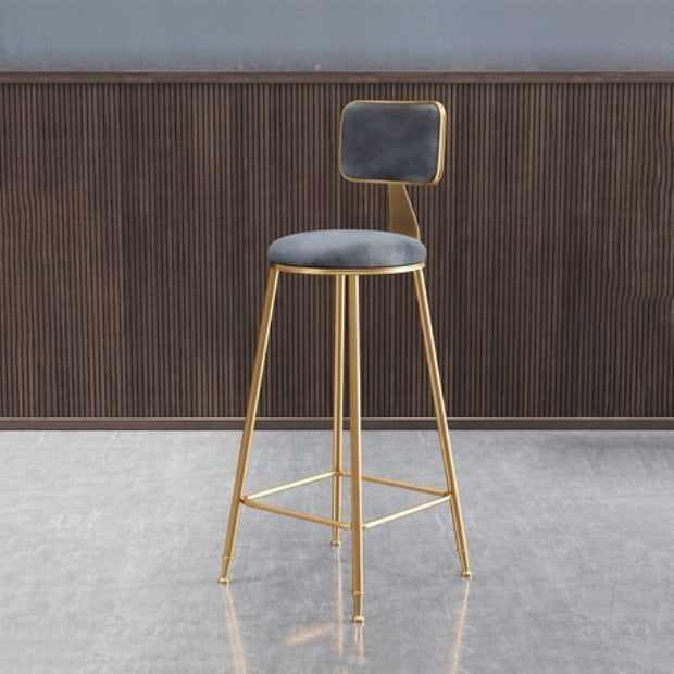 Glam Armless Counter Stool Iron Household Bar Stool with Cushion and Pedal