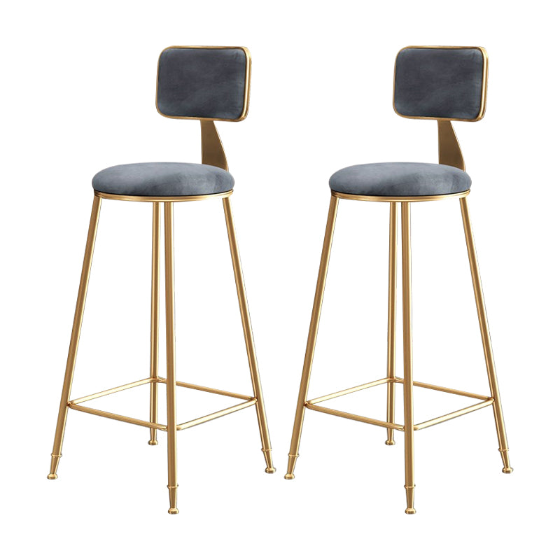 Glam Armless Counter Stool Iron Household Bar Stool with Cushion and Pedal