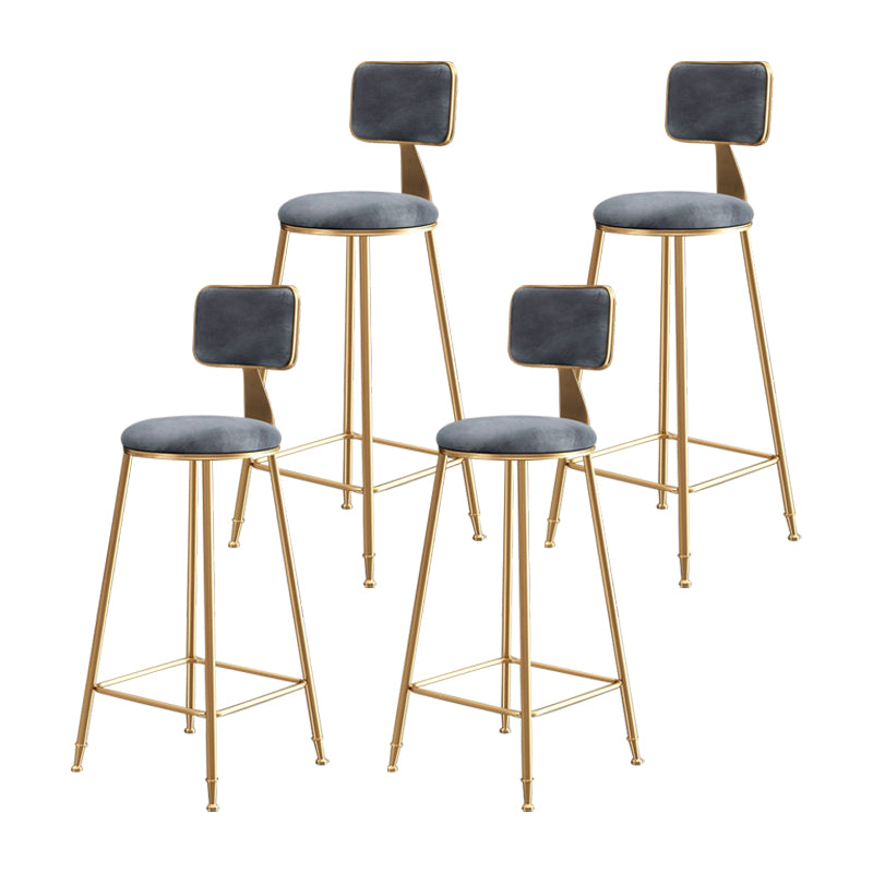 Glam Armless Counter Stool Iron Household Bar Stool with Cushion and Pedal