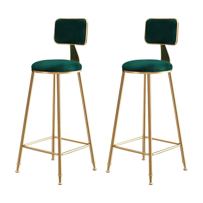 Glam Armless Counter Stool Iron Household Bar Stool with Cushion and Pedal