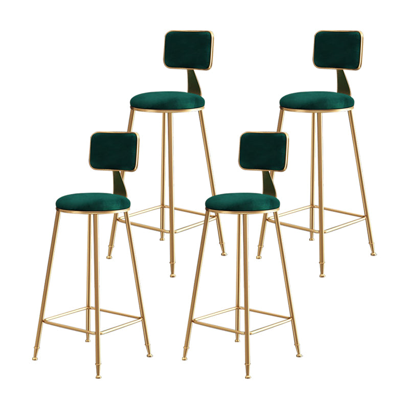 Glam Armless Counter Stool Iron Household Bar Stool with Cushion and Pedal