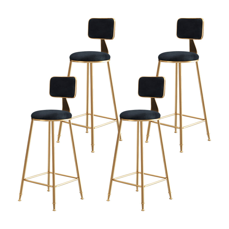 Glam Armless Counter Stool Iron Household Bar Stool with Cushion and Pedal