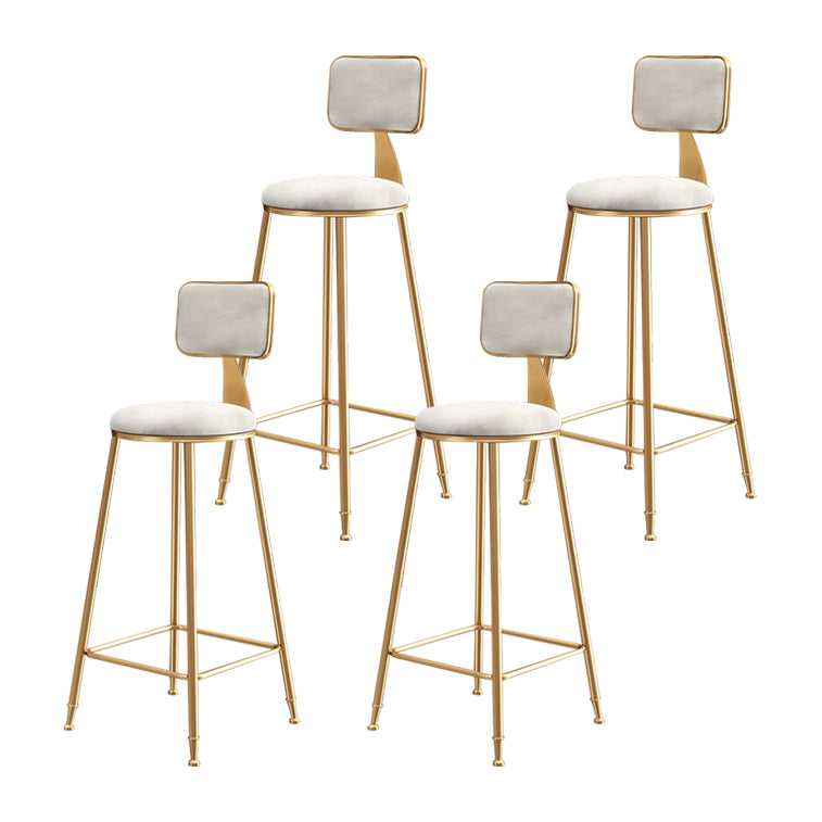 Glam Armless Counter Stool Iron Household Bar Stool with Cushion and Pedal