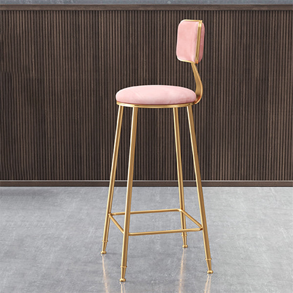 Glam Armless Counter Stool Iron Household Bar Stool with Cushion and Pedal