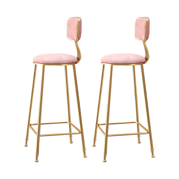 Glam Armless Counter Stool Iron Household Bar Stool with Cushion and Pedal