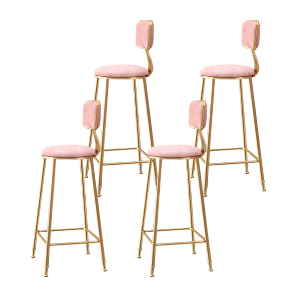 Glam Armless Counter Stool Iron Household Bar Stool with Cushion and Pedal