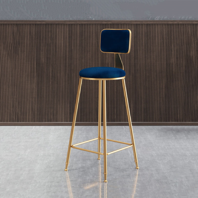 Glam Armless Counter Stool Iron Household Bar Stool with Cushion and Pedal