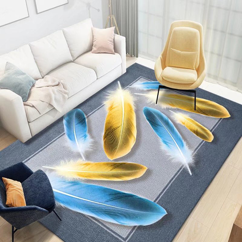 Feather Polyester Rug Area Carpet Anti-Slip Washable Rug for Living Room