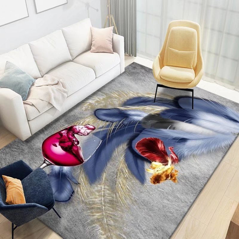 Feather Polyester Rug Area Carpet Anti-Slip Washable Rug for Living Room