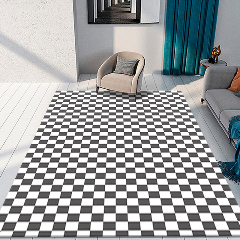 Simple Green and White Plaid Carpet Indoor Carpet Polyester Non-Slip Backing Rug