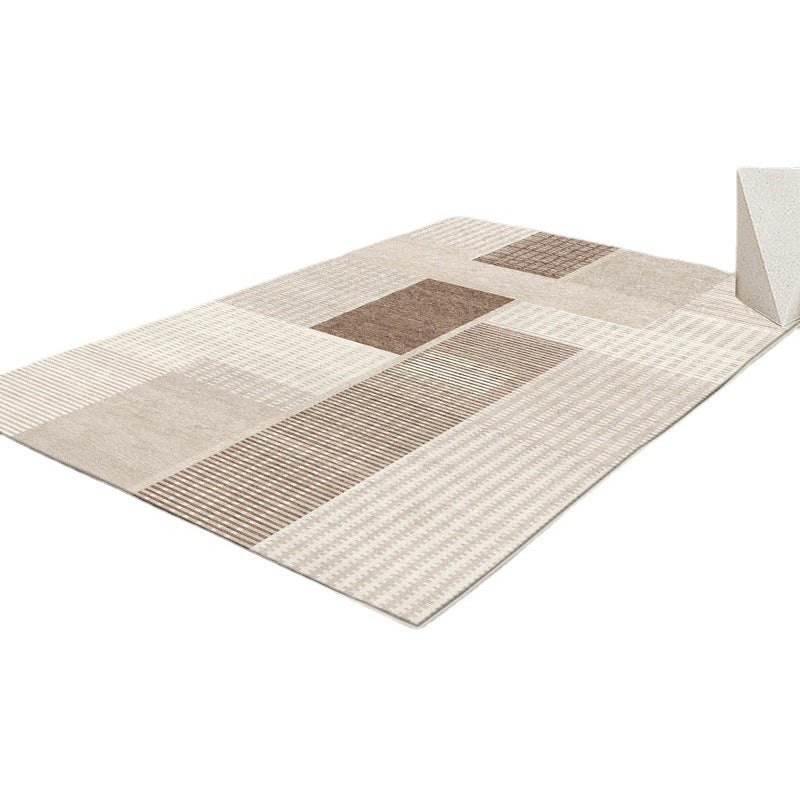 Contemporary Rug Polyester Simple Rug Non-Slip Backing Rug for Home Decor