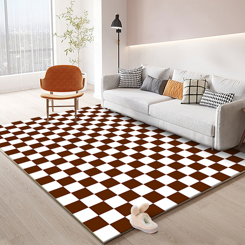 Colorful Checkered Rug Indoor Carpet Polyester Non-Slip Backing Rug for Living Room