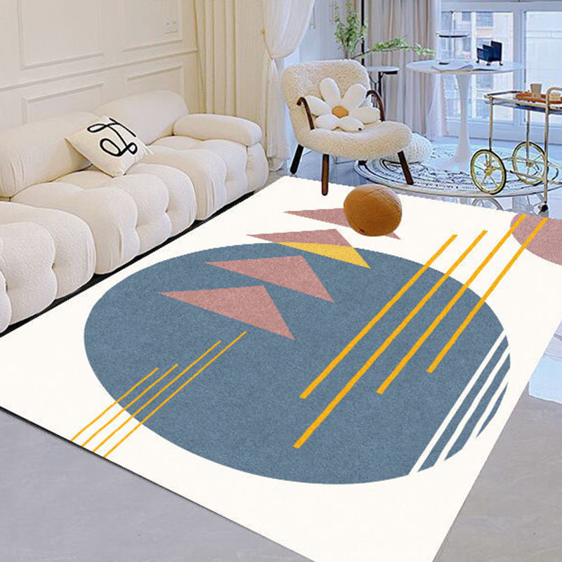 Green Graphic Rug Polyester Simple Rug Washable Area Rug for Living Room