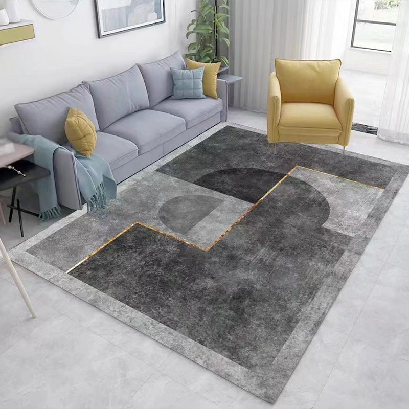 Apricot Striped Rug Polyester Modern Rug Washable Rug for Home Decor