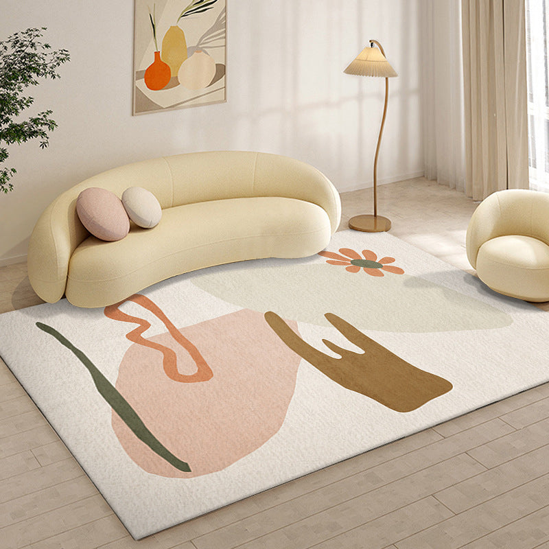 Pink Color Piece Indoor Rug Polyester Minimalist Rug Stain Resistant Rug for Living Room