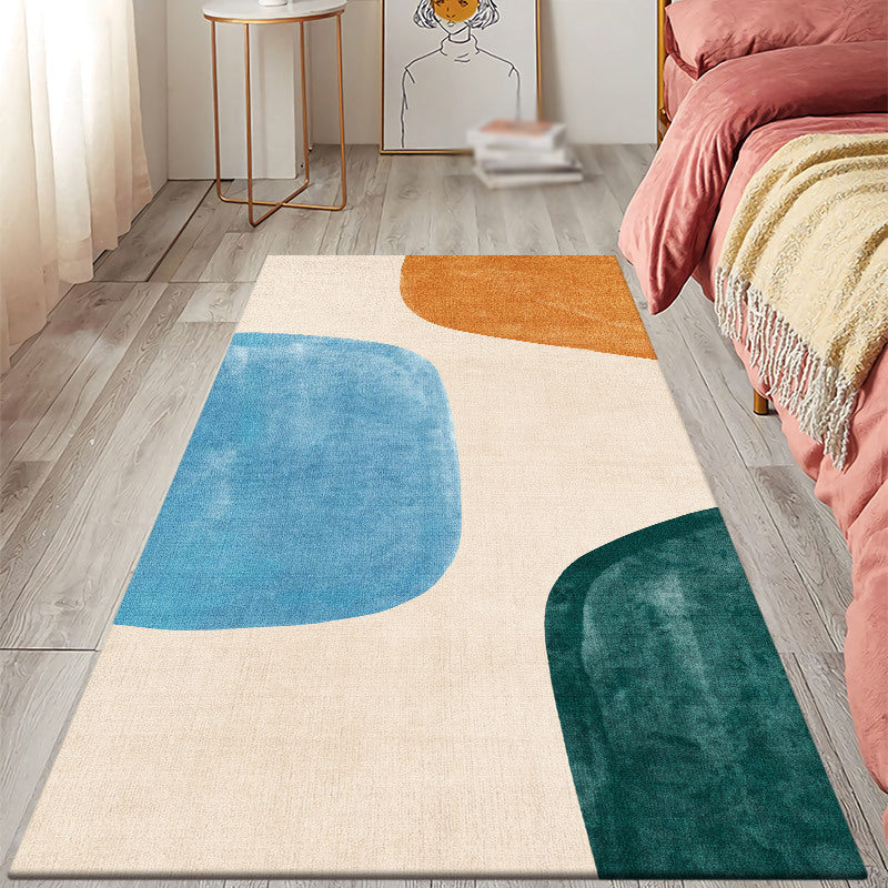 Dark Orange Nordic Rug Polyester Color Block Rug Washable Rug for Drawing Room