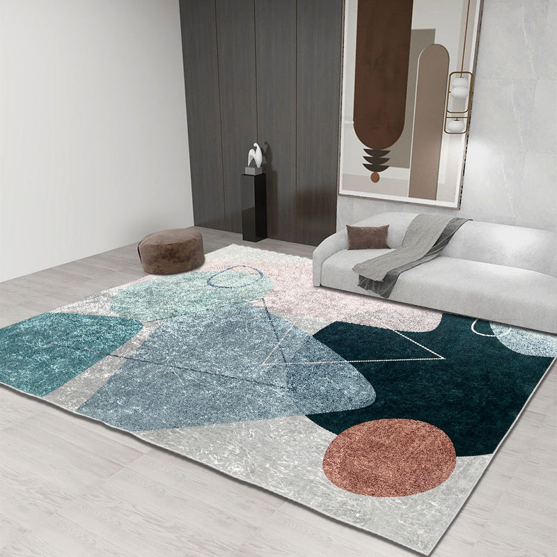 Gray Modern Rug Polyester Color Piece Rug Stain Resistant Rug for Living Room