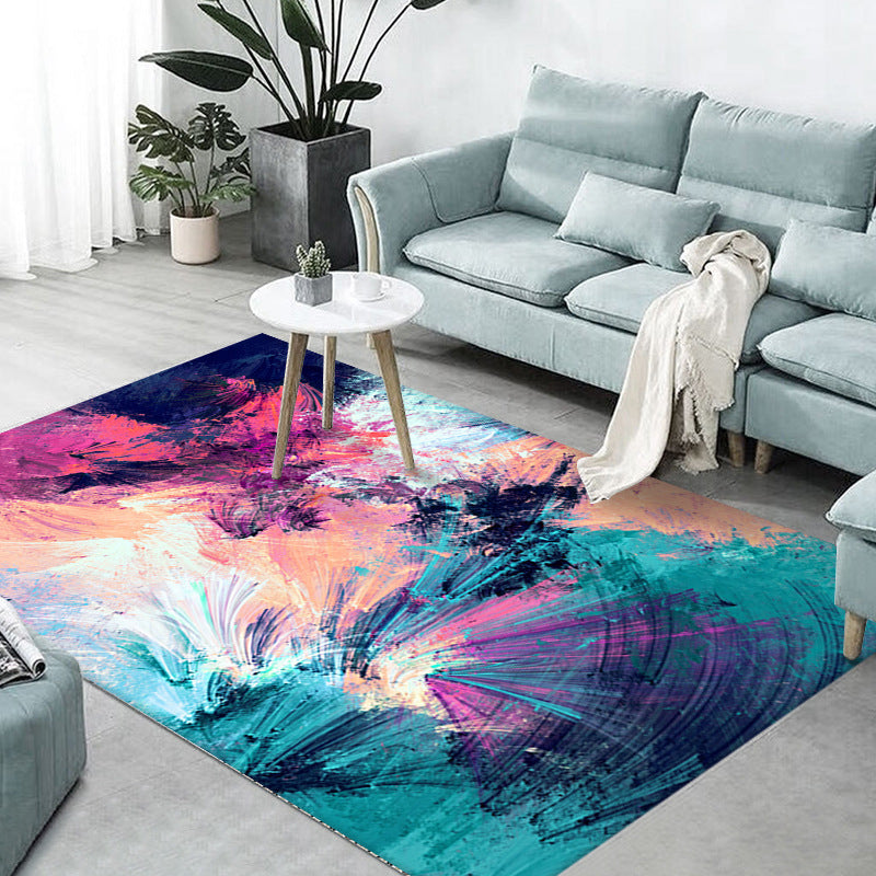 Purple Modern Rug Polyester Starry Sky Rug Stain Resistant Rug for Home Decor