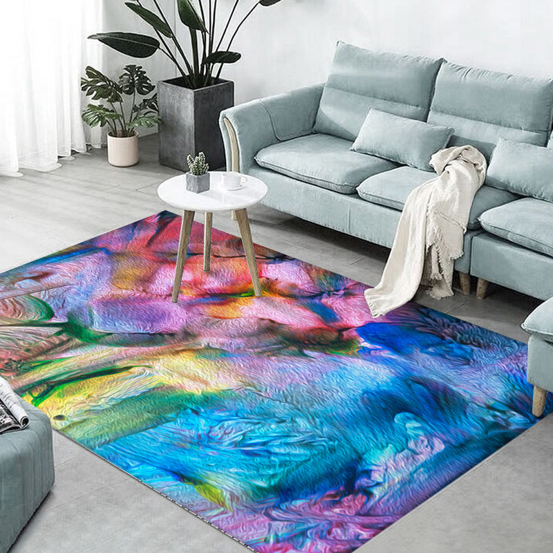 Purple Modern Rug Polyester Starry Sky Rug Stain Resistant Rug for Home Decor