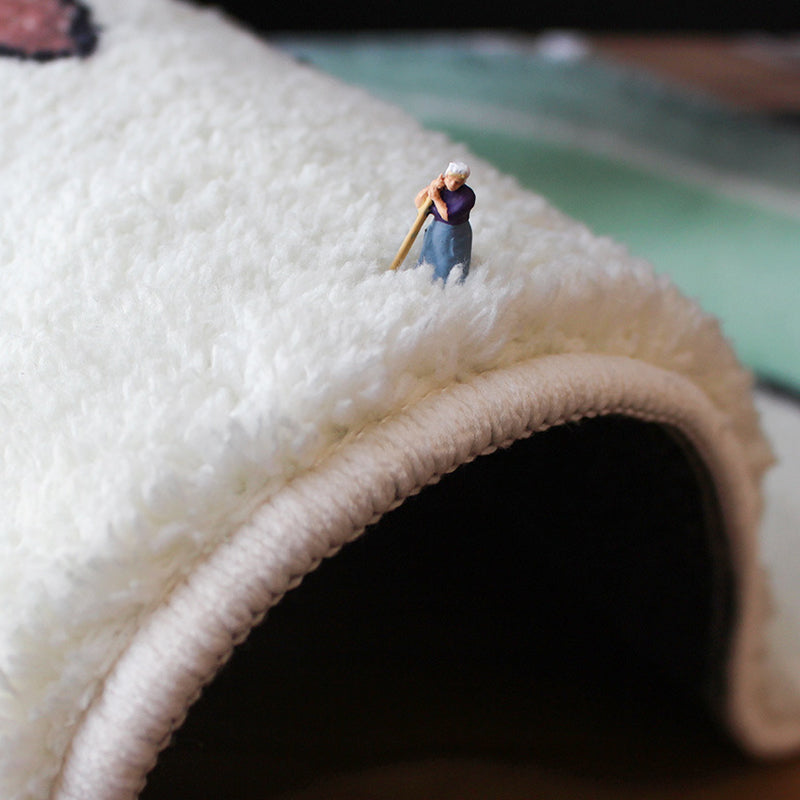 Light Pink Contrast Color Rug Polyester Modern Rug Non-Slip Backing Rug for Living Room