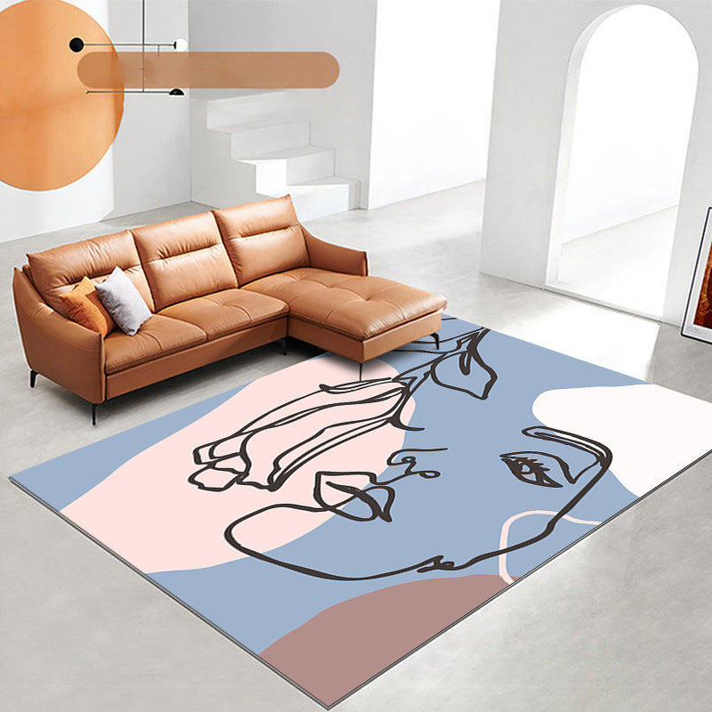 Pink Contemporary Carpet Polyester Color Piece Carpet Washabke Carpet for Living Room