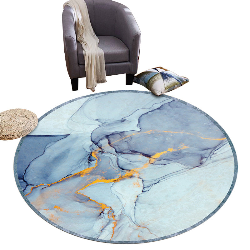 Blue Nonrepresentational Rug Polyester Simple Rug Washable Rug for Living Room